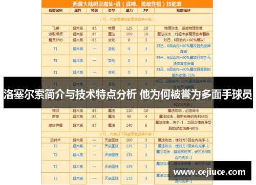 洛塞尔索简介与技术特点分析 他为何被誉为多面手球员